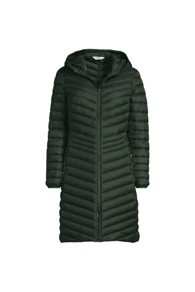 Lands' End Women's Wanderweight Packable Down Coat In Green