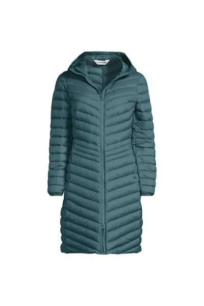 Lands' End Women's Wanderweight Packable Down Coat In Blue