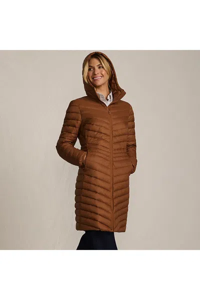 Lands' End Women's Wanderweight Packable Down Coat In Orange