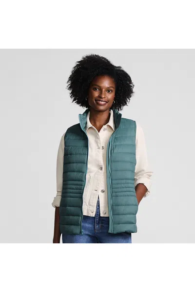 Lands' End Women's Wanderweight Packable Down Vest In Green