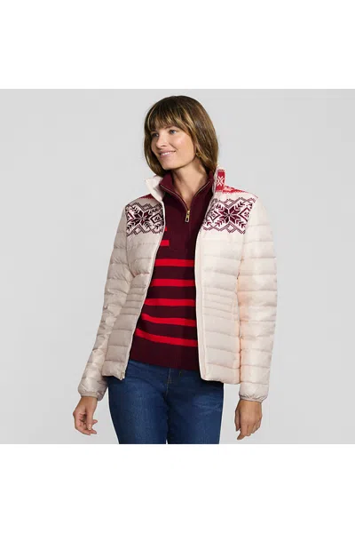 Lands' End Women's Wanderweight Packable Print Down Jacket In White