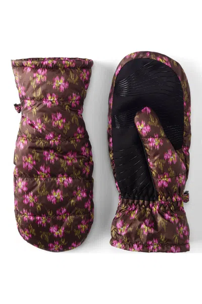 Lands' End Women's Wanderweight Puffer Mittens In Brown