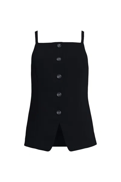 Lands' End Women's Washable Suiting Button Front Vest In Black