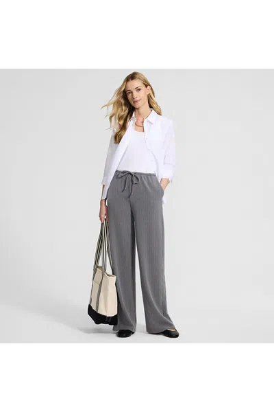 Lands' End Women's Washable Suiting Mid Rise Wide Leg Pants In Gray