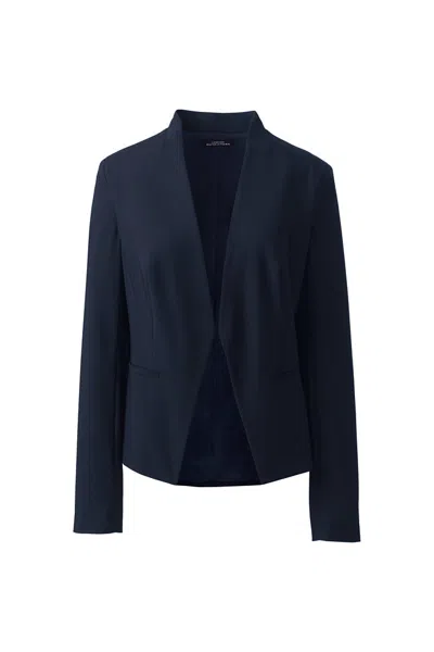 Lands' End Women's Washable Wool Collarless Blazer In Multi