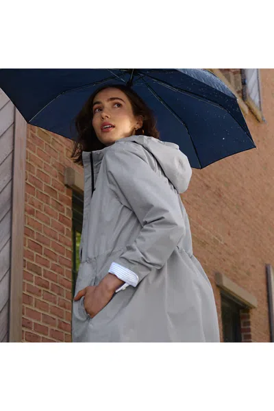 Lands' End Women's Waterproof Hooded Packable Rain Jacket In Gray