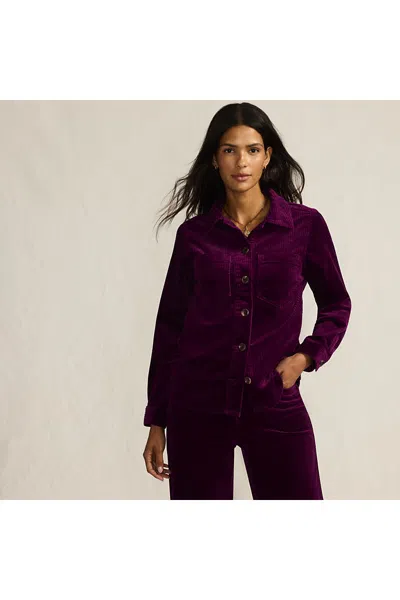 Lands' End Women's Wide Wale Corduroy Shirt Jacket In Purple