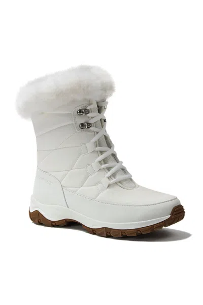 Lands' End Women's Wide Width Expedition Trail Waterproof Lace Up Snow Boots In White
