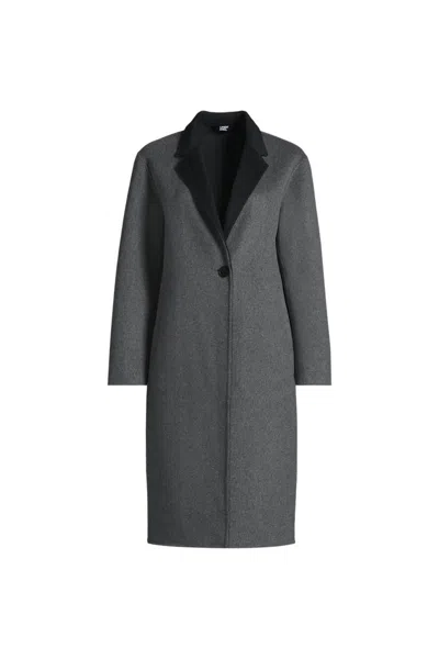 Lands' End Women's Wool Blend Top Coat In Gray