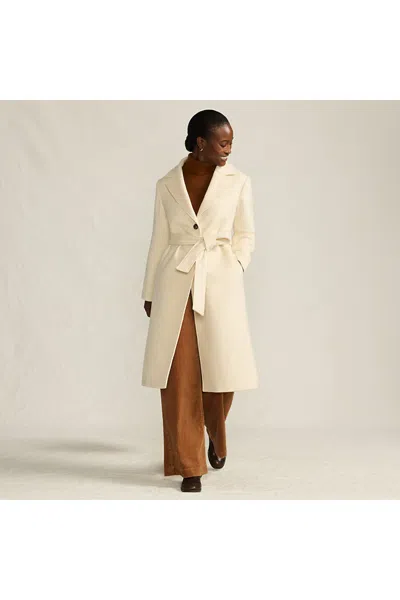 Lands' End Women's Wool Wrap Long Coat In White