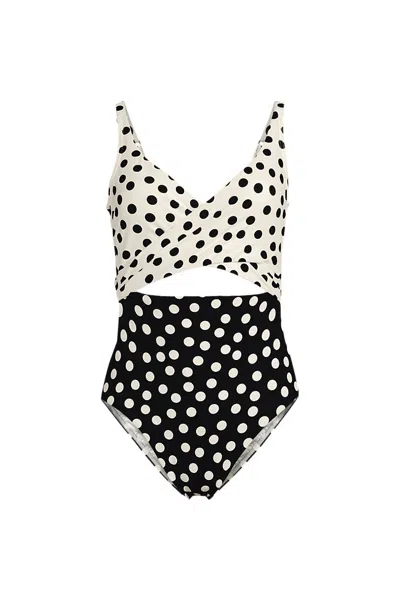 Lands' End Women's Wrap Monokini High Leg One Piece Swimsuit In Black
