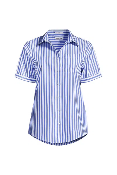 Lands' End Women's Wrinkle Free No Iron Shirt In Blue