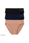 Lands' End Womens Bikini True Solutions Light Weight Microfiber Basic Panties 3 Pack In Black