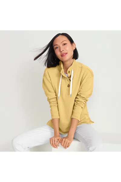 Lands' End Womens Button Front Sweatshirt In Yellow