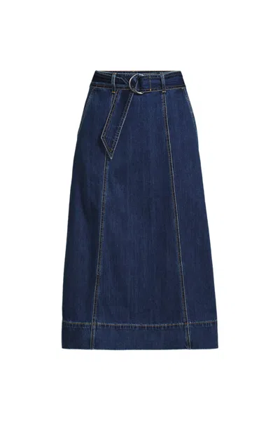 Lands' End Womens Plus Size Soft Denim A-line Midi Skirt In Blue