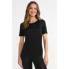 Lands' End Womens' Silk Interlock Short Sleeve Crewneck Long Underwear Thermal Baselayer Top In Black