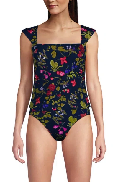Lands' End Womens Square Neck Underwire Square Back Tankini Swimsuit Top