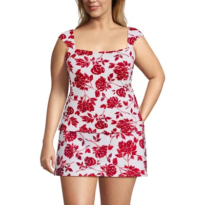 Lands' End Womens Square Neck Underwire Square Back Tankini Swimsuit Top In Red