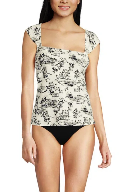 Lands' End Womens Square Neck Underwire Square Back Tankini Swimsuit Top In Neutral