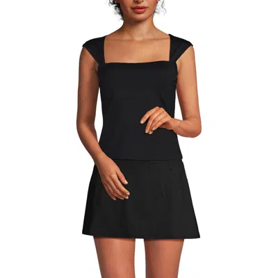 Lands' End Womens Square Neck Underwire Square Back Tankini Swimsuit Top In Black