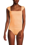 Lands' End Womens Square Neck Underwire Square Back Tankini Swimsuit Top In Yellow