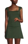 Lands' End Womens Square Neck Underwire Square Back Tankini Swimsuit Top In Rich Olive Green