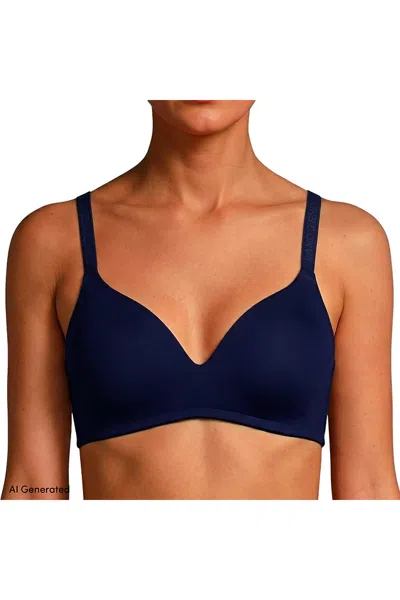 Lands' End Womens Wirefree Soft Essential Everyday Bra In Blue