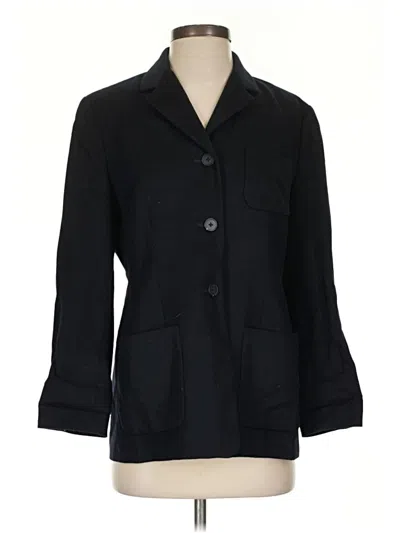 Pre-owned Lands' End Wool Blazer Jacket In Black