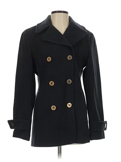 Pre-owned Lands' End Wool Coat In Black