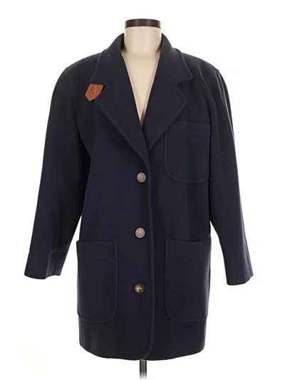 Pre-owned Lands' End Wool Coat In Blue
