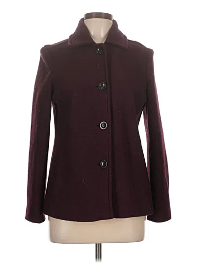 Pre-owned Lands' End Wool Coat In Burgundy