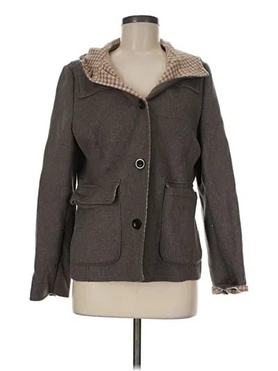 Pre-owned Lands' End Wool Coat In Gray