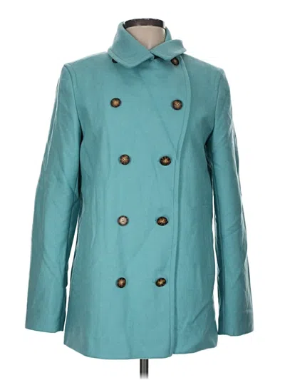 Pre-owned Lands' End Wool Coat In Teal