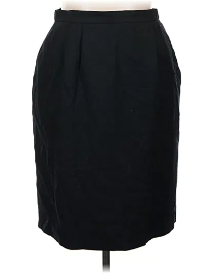 Pre-owned Lands' End Wool Skirt In Black