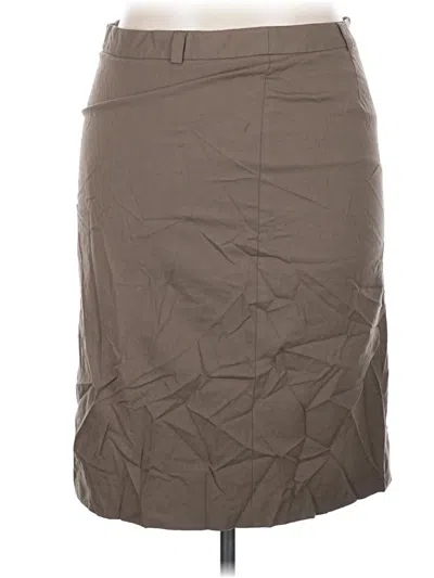 Pre-owned Lands' End Wool Skirt In Brown