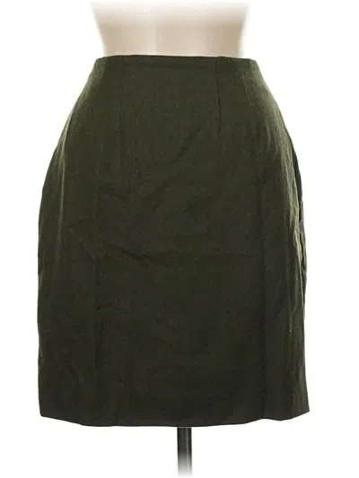 Pre-owned Lands' End Wool Skirt In Green