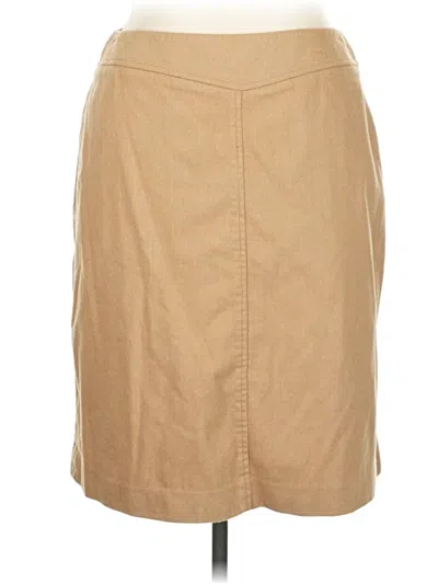 Pre-owned Lands' End Wool Skirt In Tan