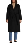 Lands' End Plus Size Wool Wrap Long Coat In Black