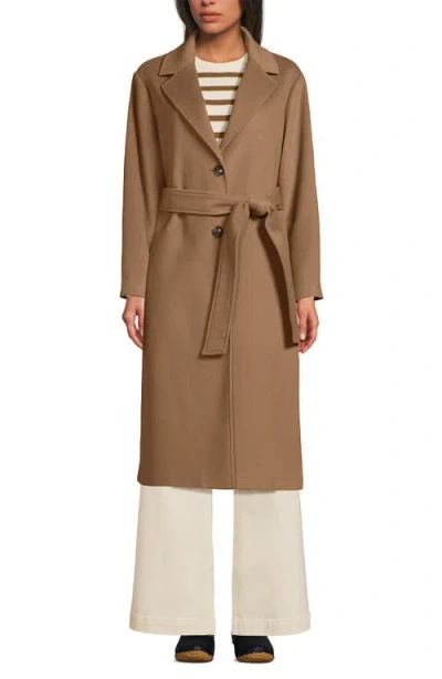 Lands' End Wool Wrap Long Coat In Multi