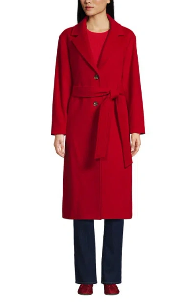 Lands' End Wool Wrap Long Coat In Red