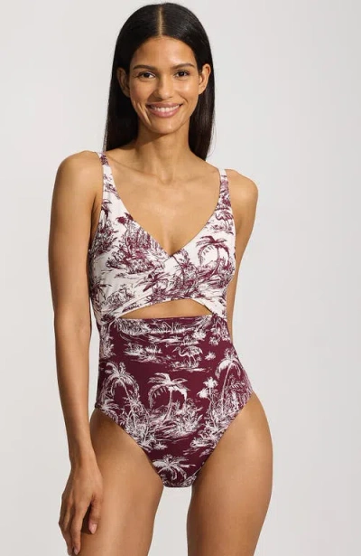 Lands' End Wrap Monokini High Leg One Piece Swimsuit