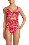 Lands' End Wrap Monokini High Leg One Piece Swimsuit In Red