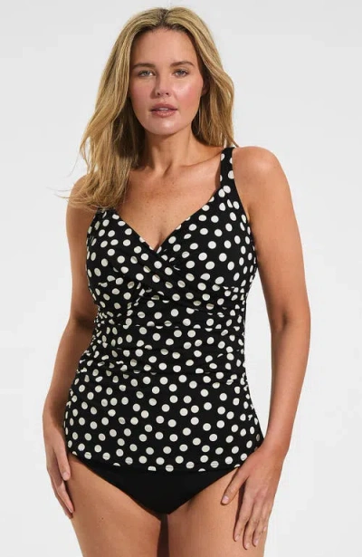 Lands' End Wrap Underwire Tankini Top Swimsuit In Black