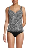 Lands' End Wrap Underwire Tankini Top Swimsuit In Black/white Decor Paisley