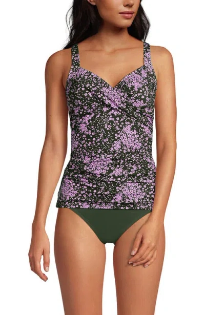 Lands' End Wrap Underwire Tankini Top Swimsuit In Multi