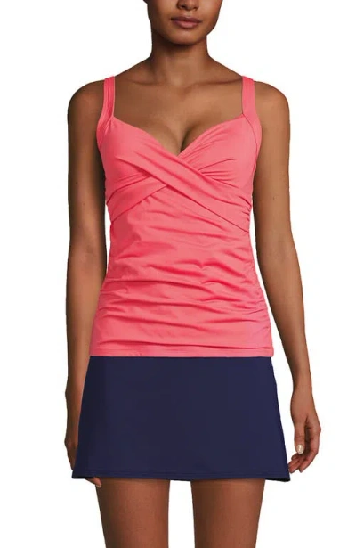 Lands' End Wrap Underwire Tankini Top Swimsuit In Pink