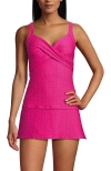 Lands' End Wrap Underwire Tankini Top Swimsuit In Prism Pink