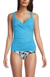 Lands' End Wrap Underwire Tankini Top Swimsuit In Turquoise