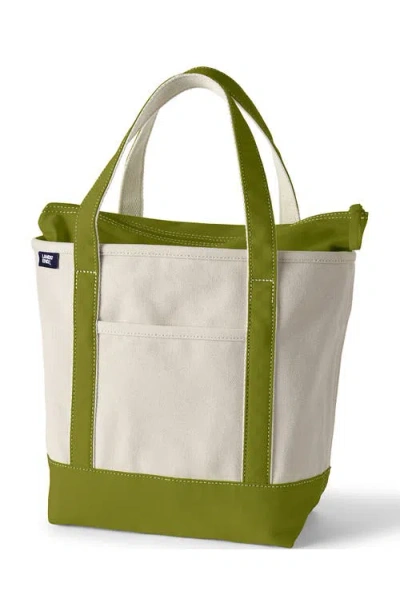 Lands' End Zip Top Canvas Tote Bag In Neutral
