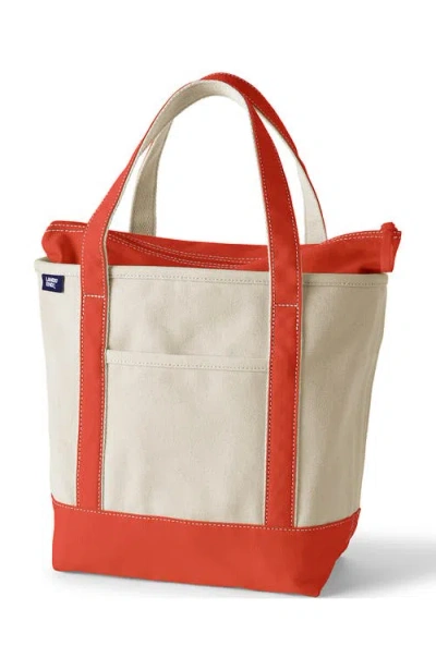 Lands' End Zip Top Canvas Tote Bag In Neutral